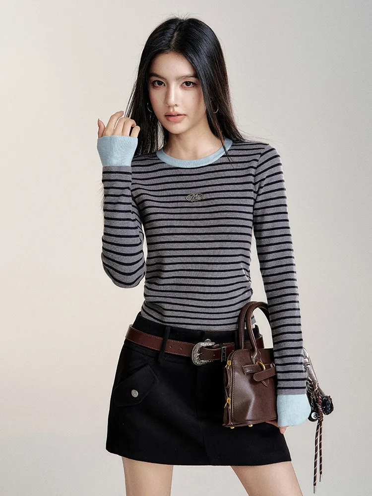 Contrast Striped Slim-Fit Knitted Base Layer