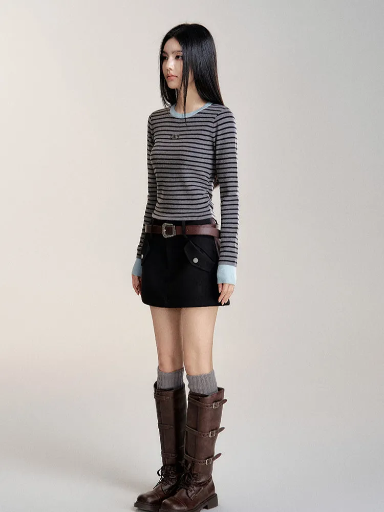 Contrast Striped Slim-Fit Knitted Base Layer