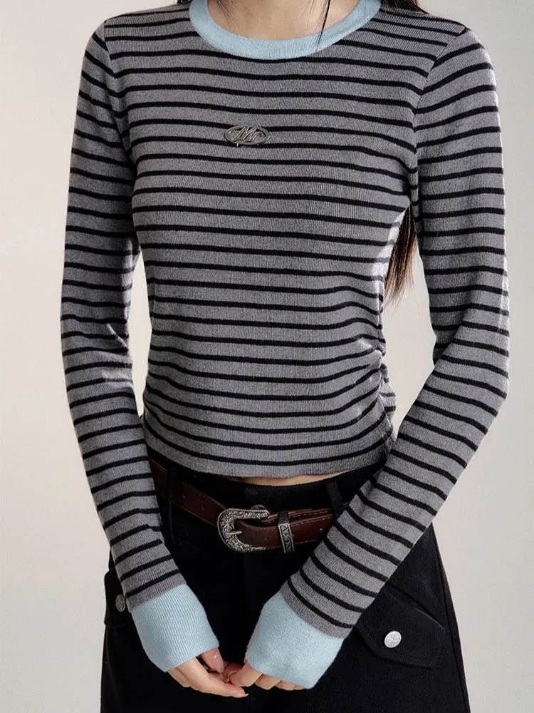 Contrast Striped Slim-Fit Knitted Base Layer