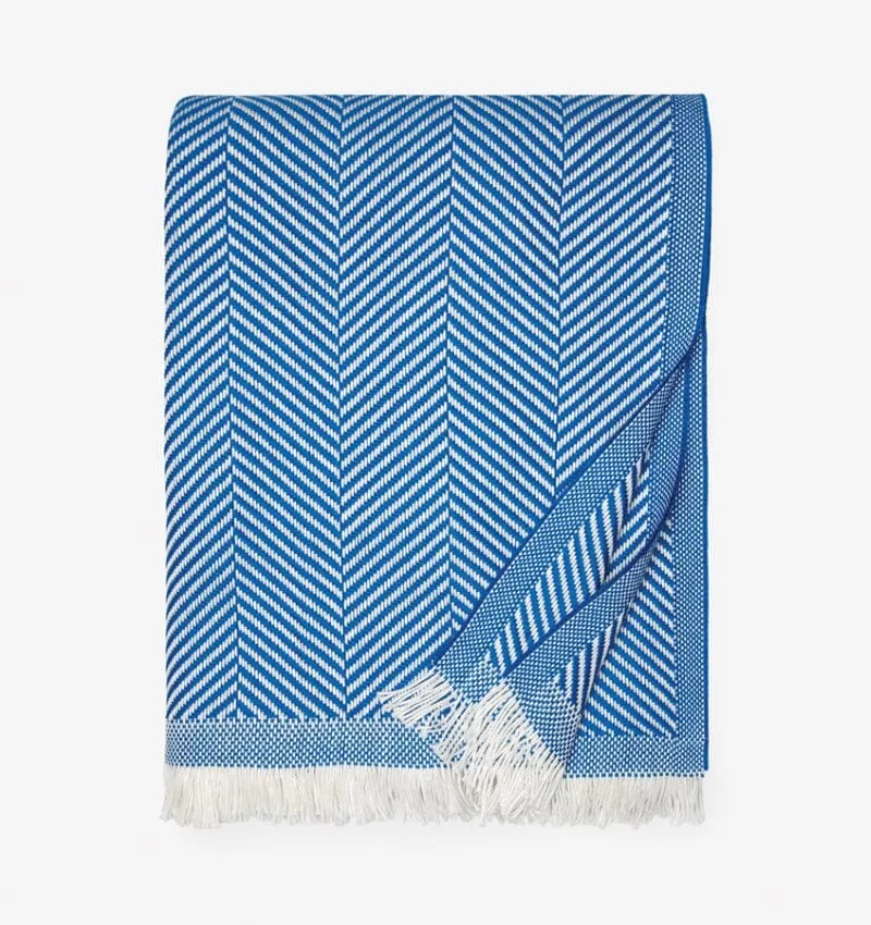 Costa Ocean Blue Throw Blanket by Sferra Fine Linens