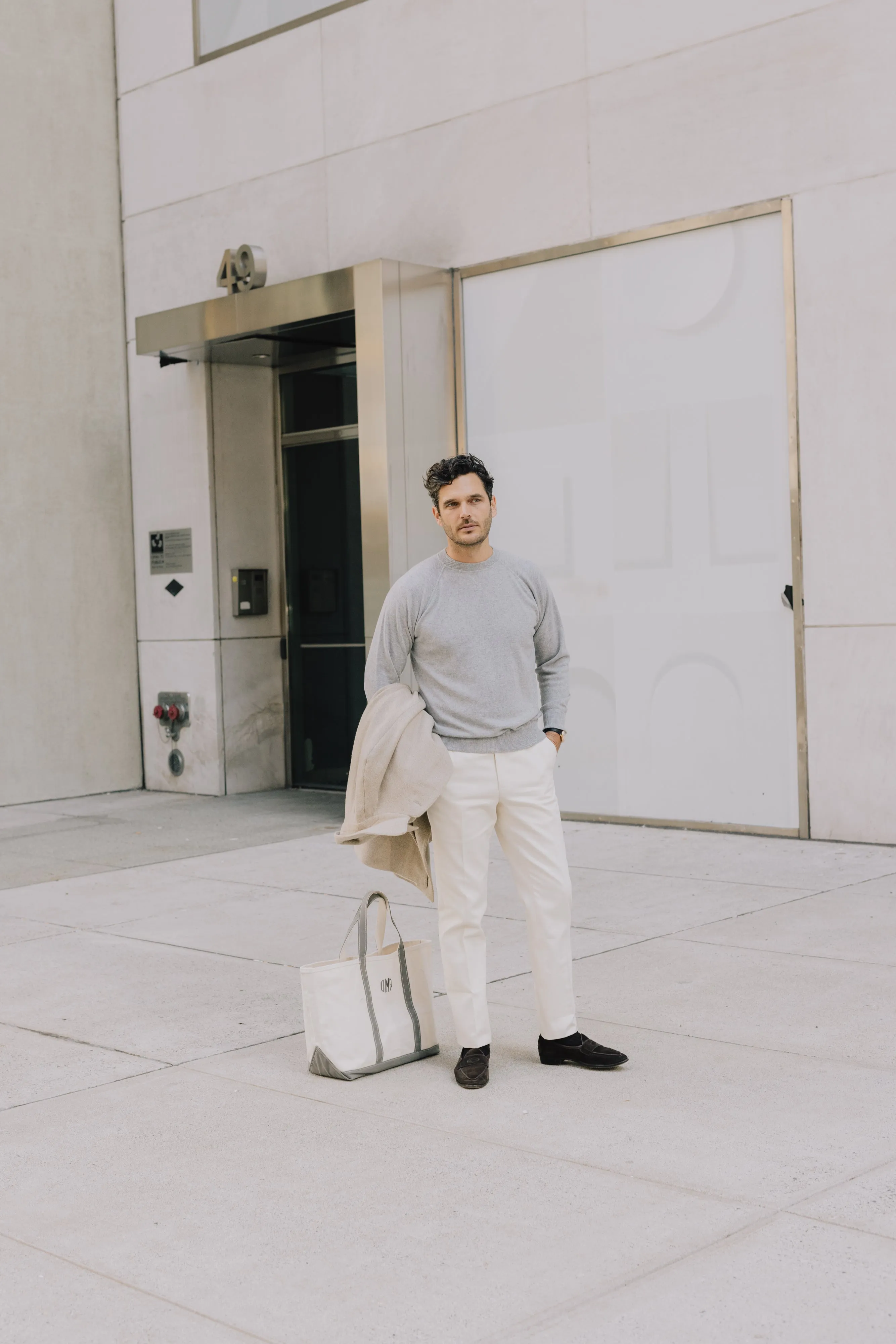 Crewneck Sportsman Jumper in Grey Cashmere