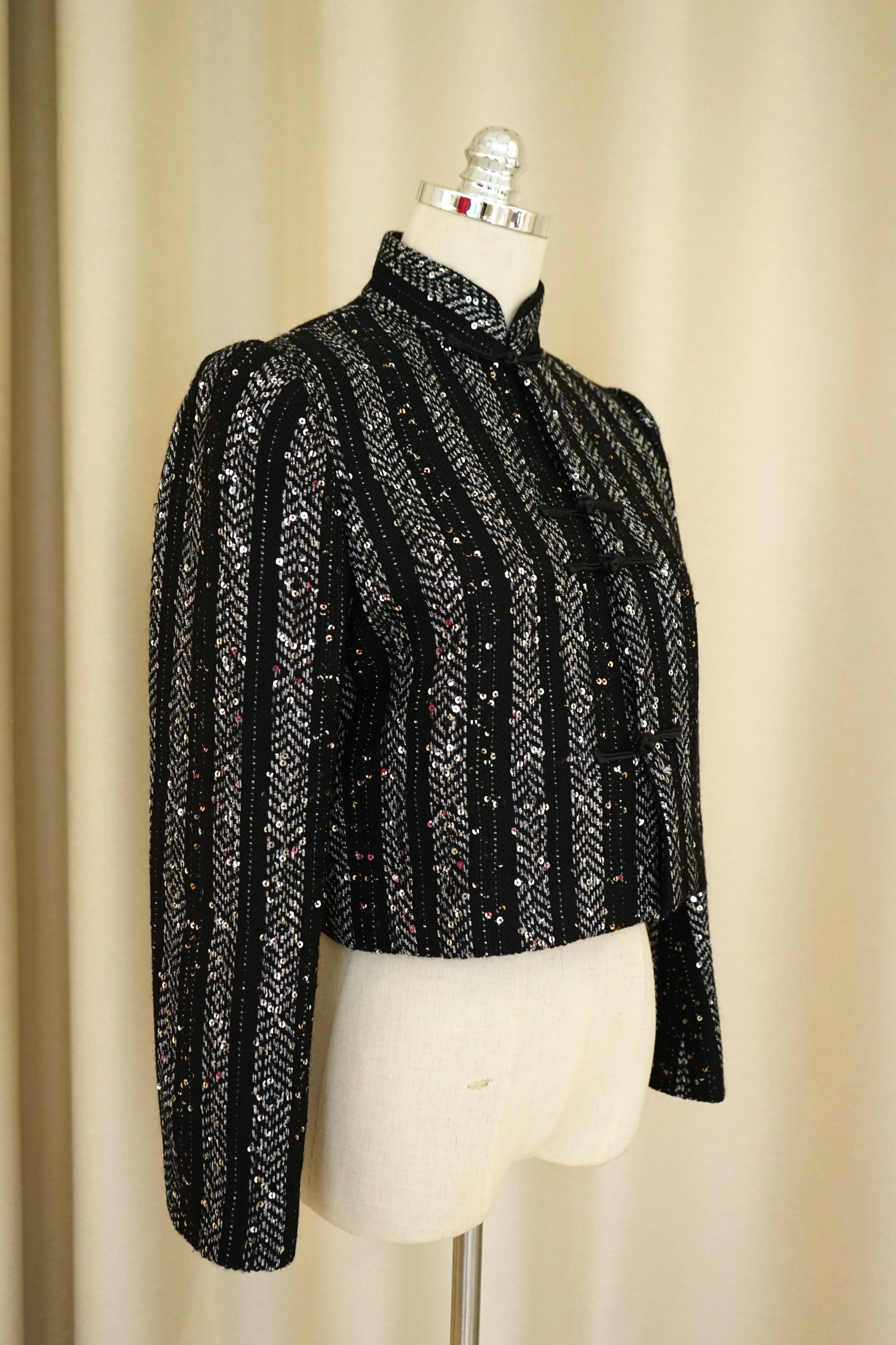 Cropped Tweed Tang Jacket (Black/ Silver)