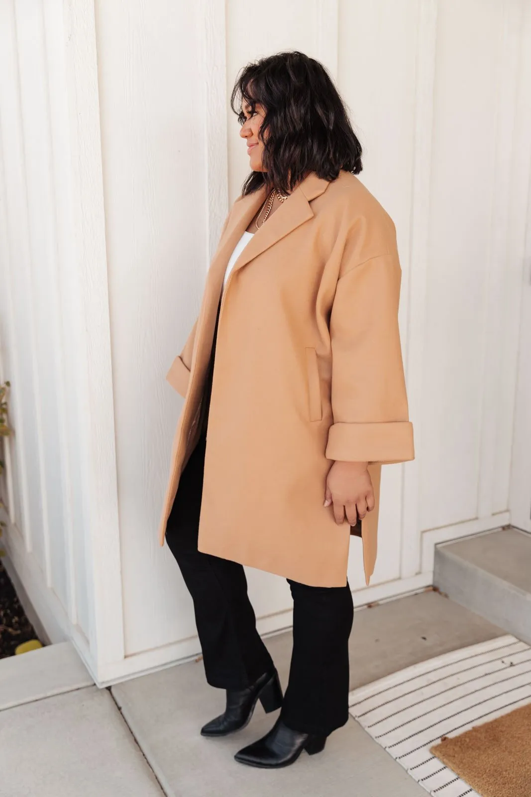 Deconstructed Oversized Trench Coat in Light Tan