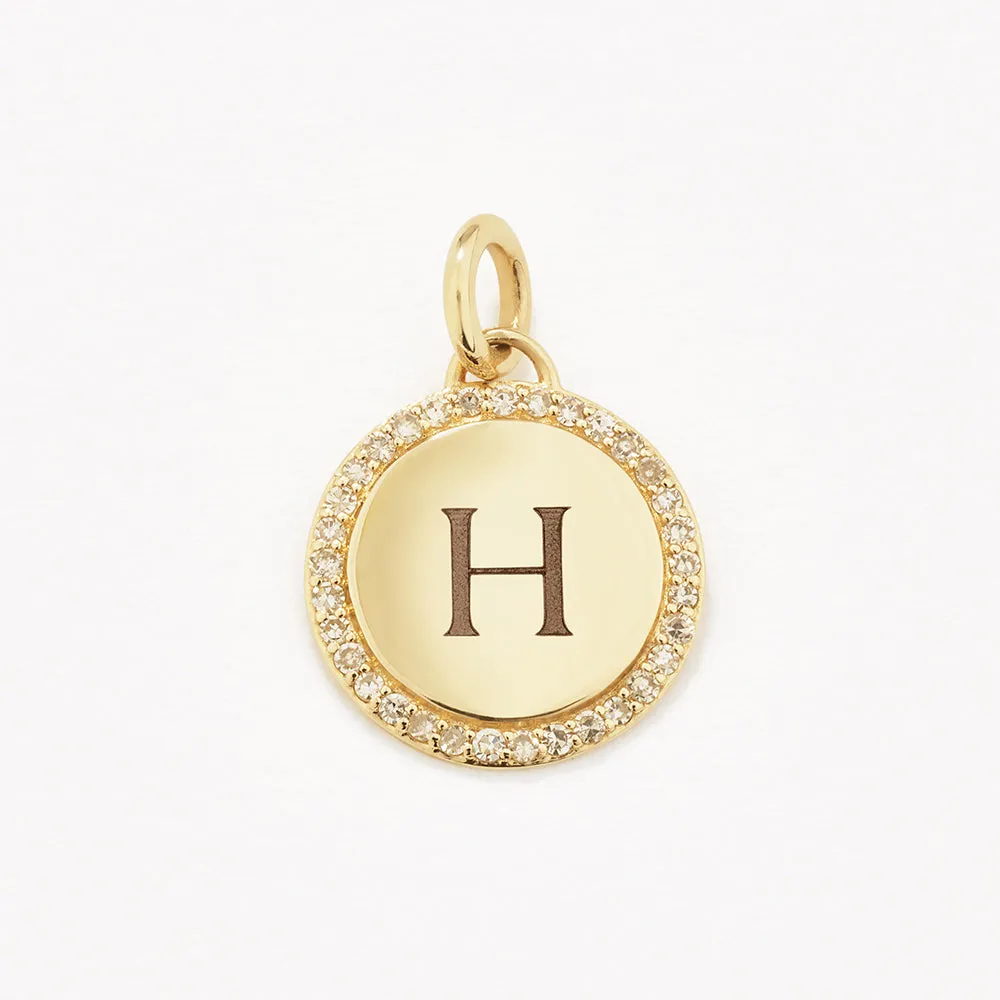 Diamond Engravable Disc Necklace in 10k Gold