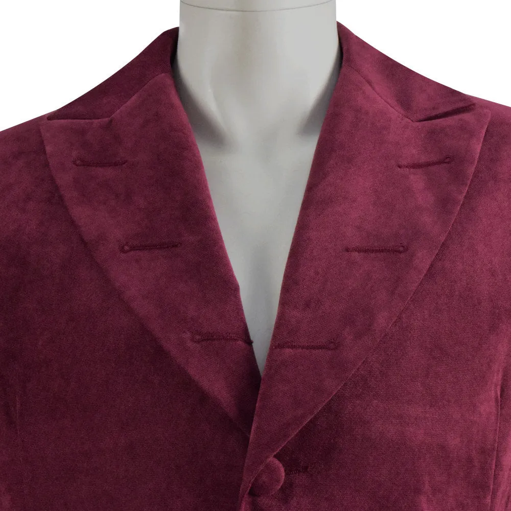 Dr. Fourth 4th Doctor Velvet Trench Coat Burgundy Cosplay Costume