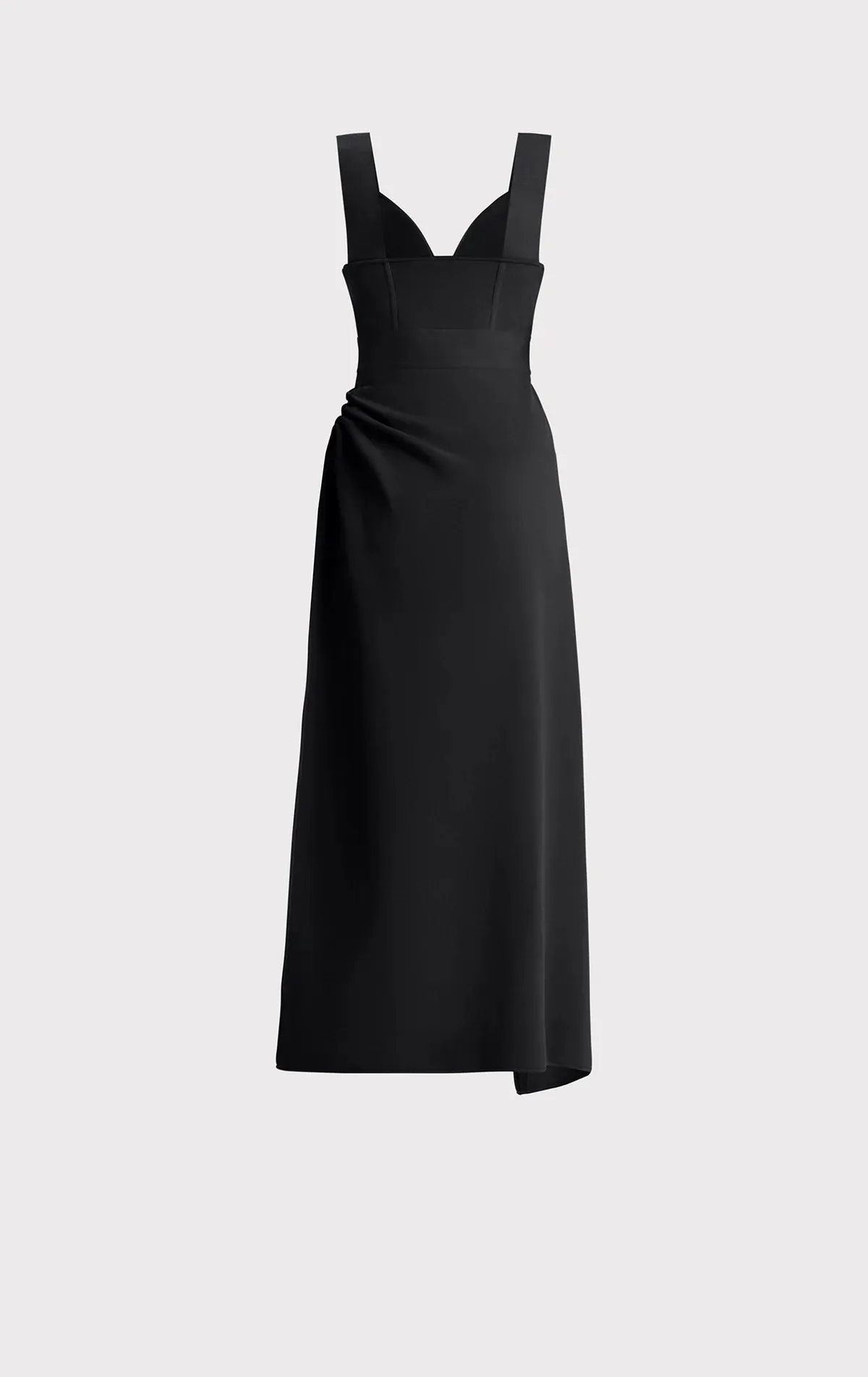 Draped Milano High Low Gown - Black