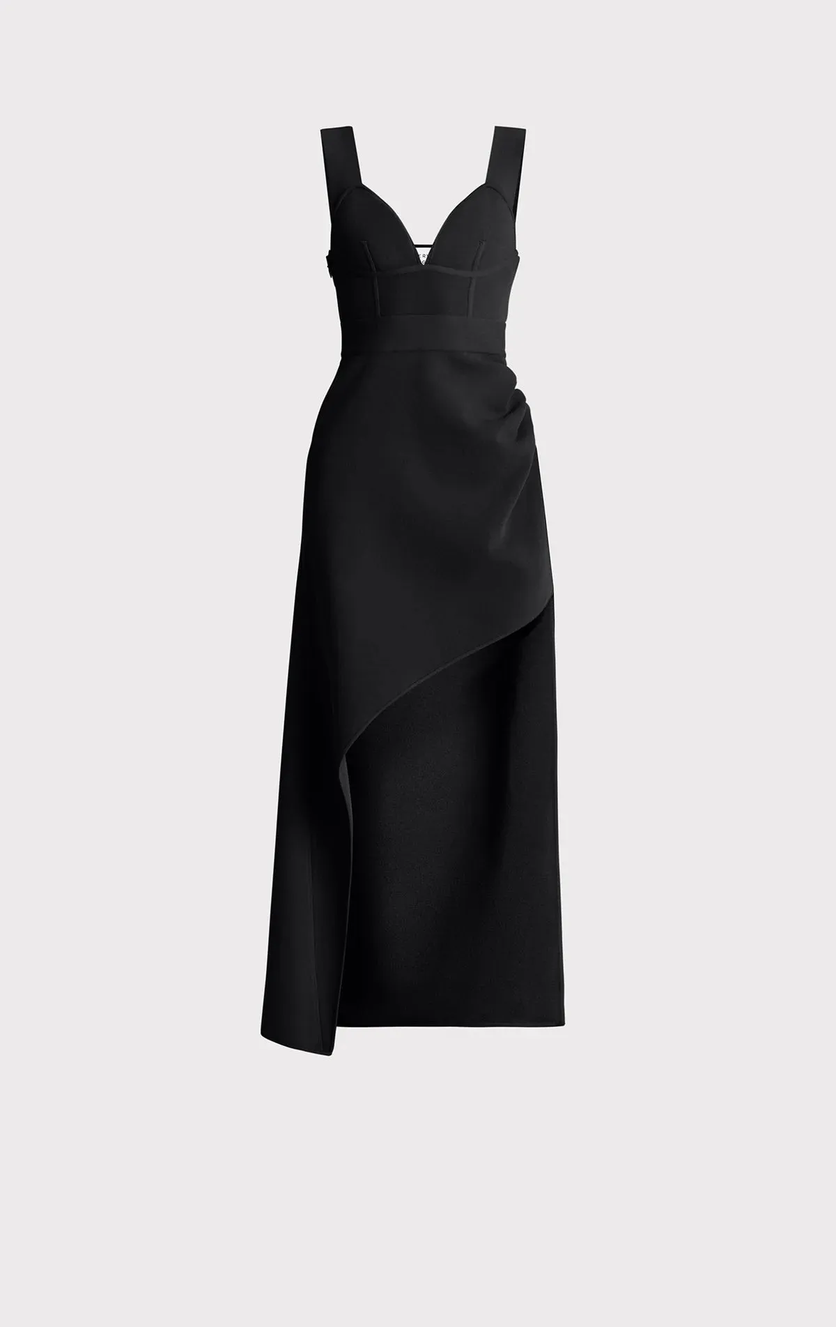 Draped Milano High Low Gown - Black