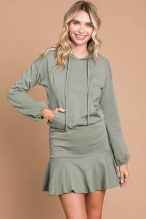 Drawstring Dropped Shoulder Hooded Mini Dress