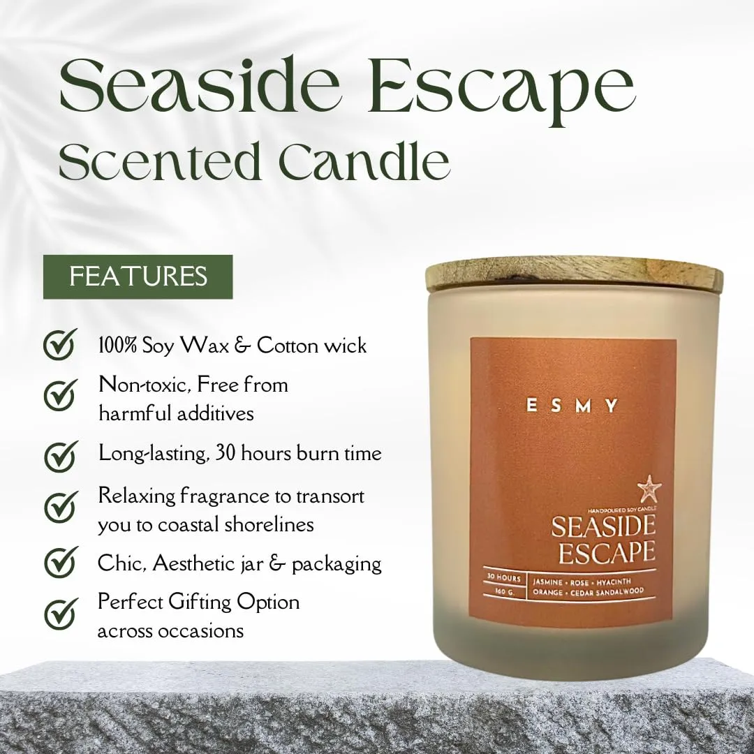 ESMY Soy Wax Scented Candle | Seaside Escape | 30 Hours Burn Time | Non-Toxic, Long-Lasting, Premium Scented Candle for Home Decor, Gifting & Aromatherapy