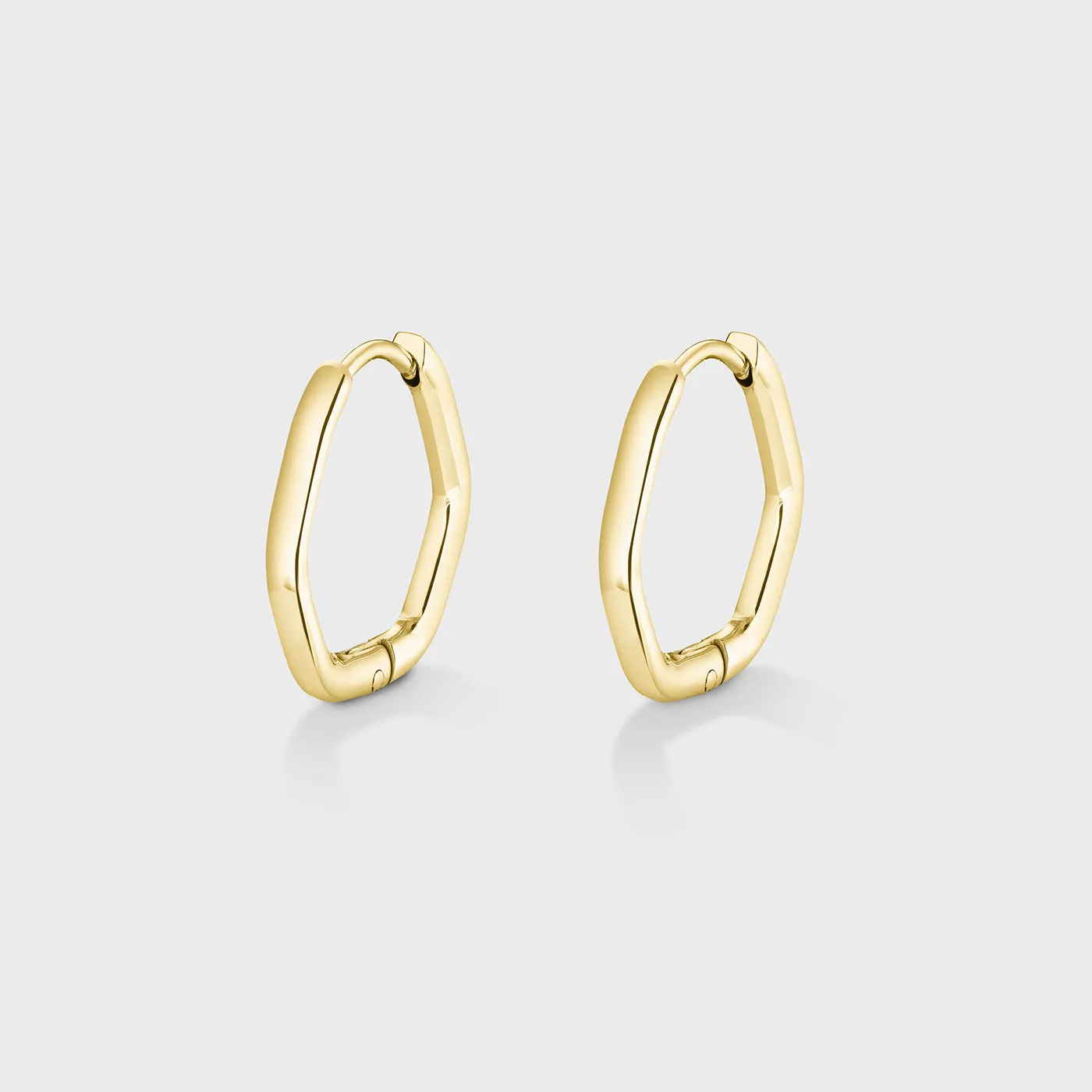 Essentielle Curved Hexagon Hoop Earrings, Gold Colour