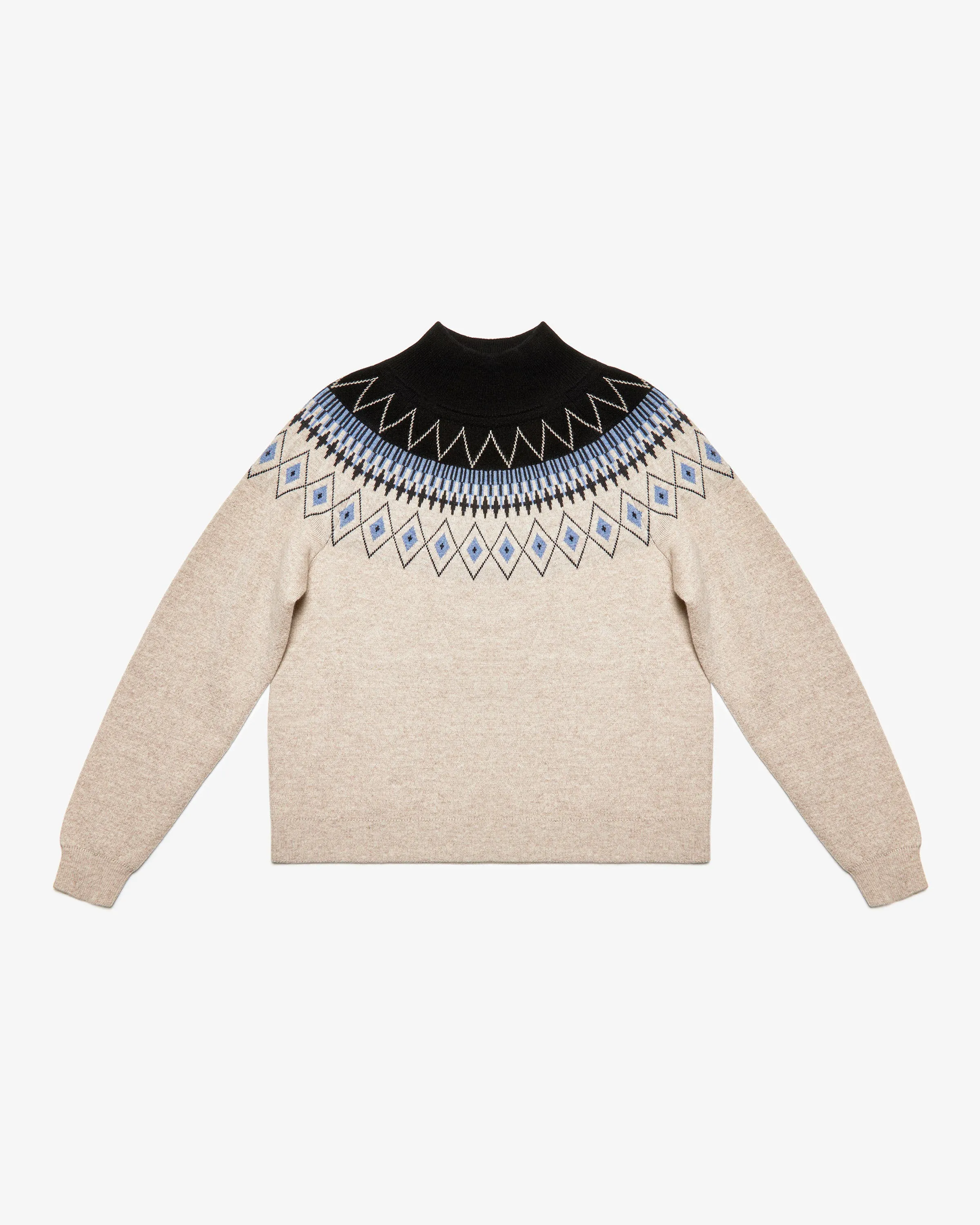 Fairisle Raglan Cashmere Blend Sweater - Black/Millet