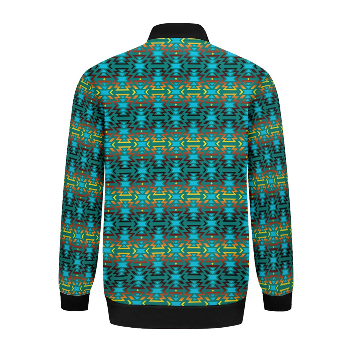 Fire Colors and Turquoise Teal Youth Zippered Collared Lightweight Jacket