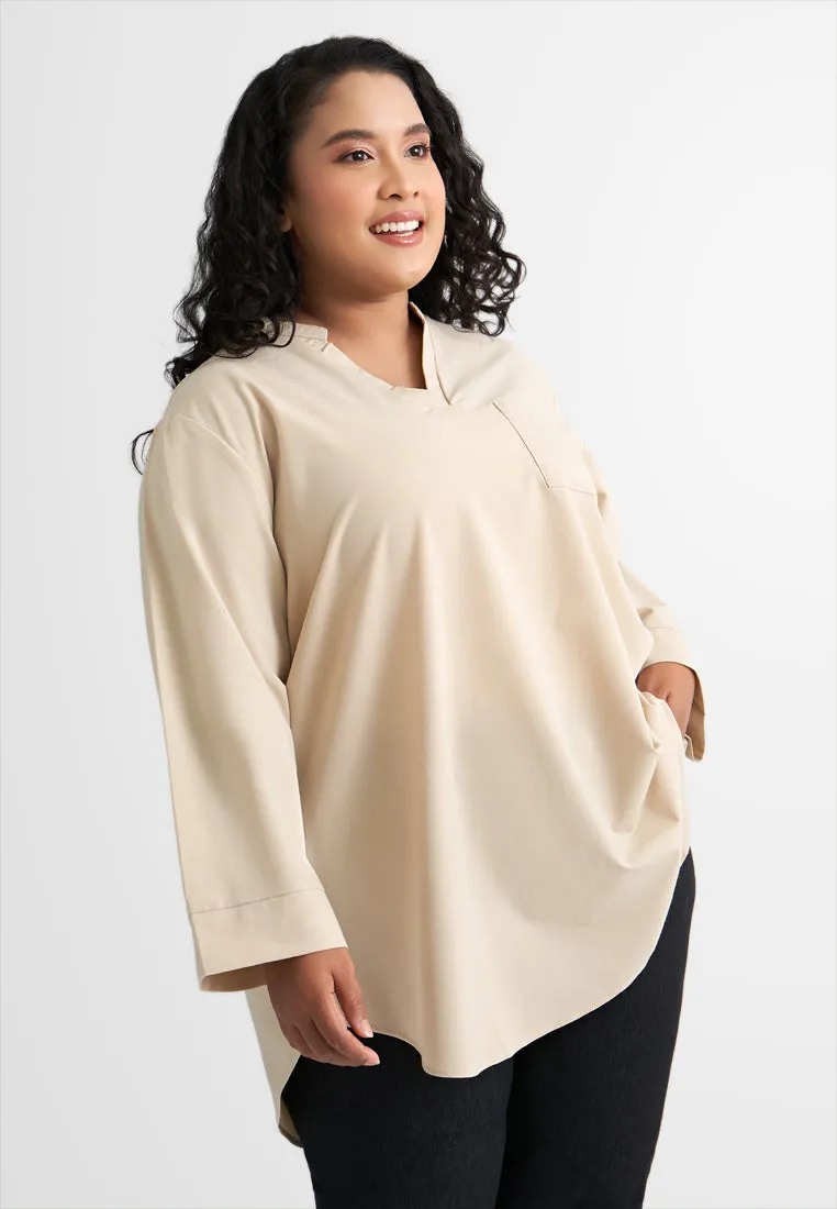 Genevieve Relax Minimalist Stand Collar Top