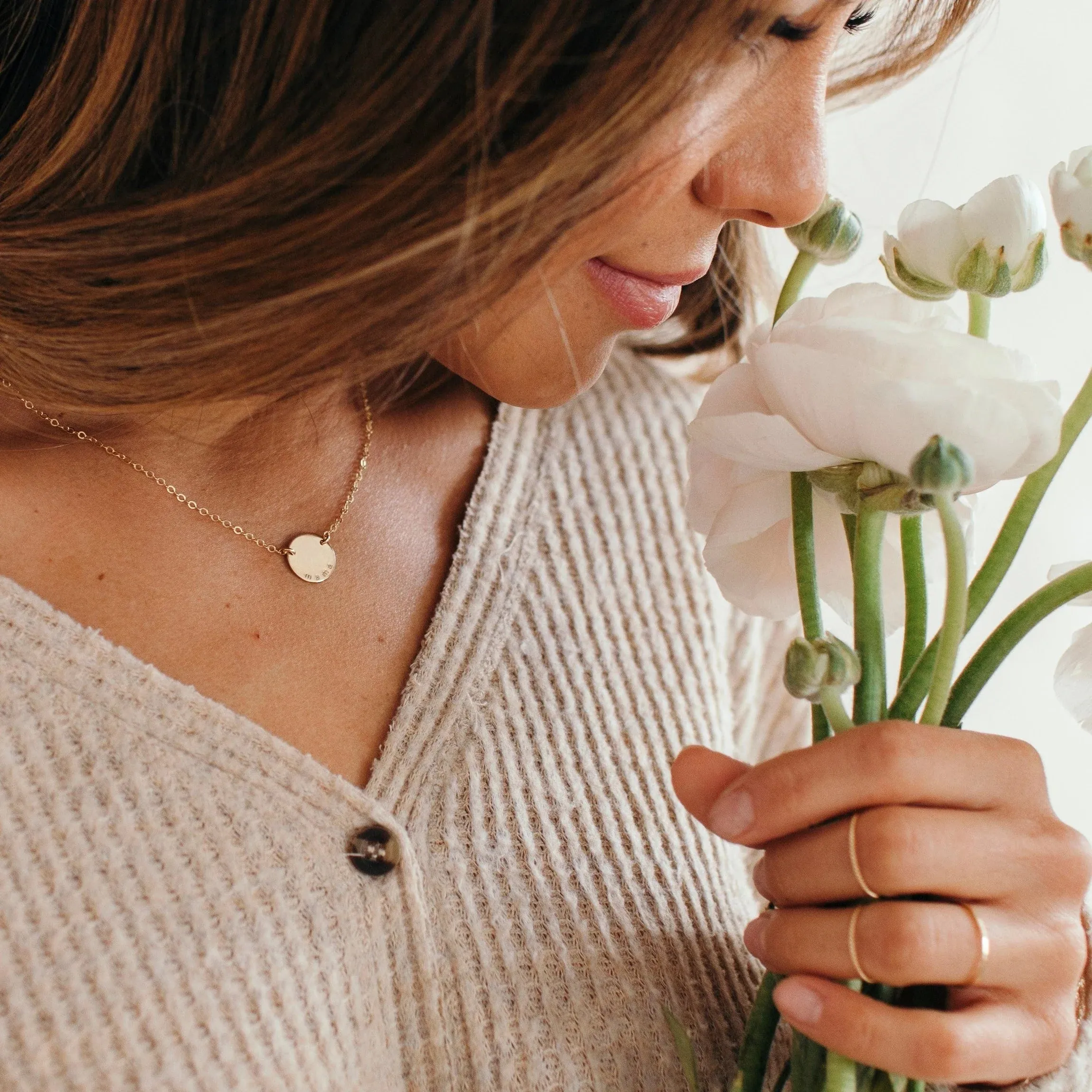 Gold Filled Mama Mini Zola Disc Necklace