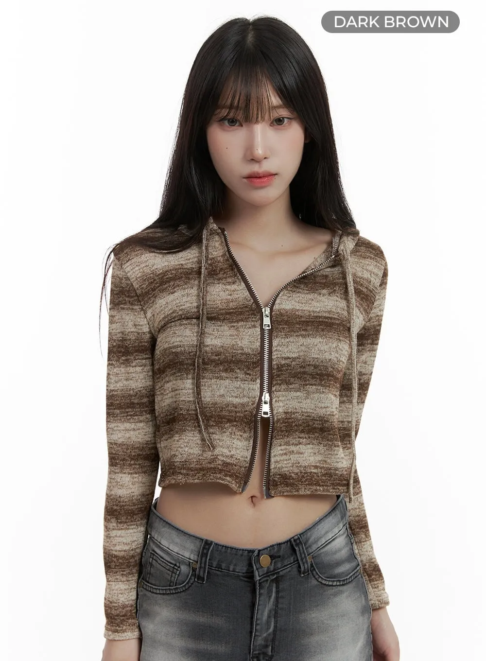 Gradient Stripe Crop Hoodie CA426