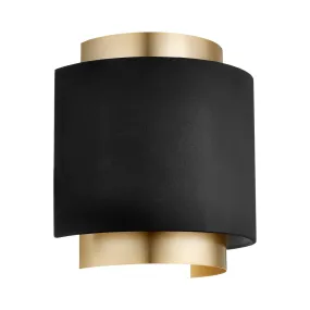 Half Drum Two-Toned Black/Aged Brass Wall Sconce