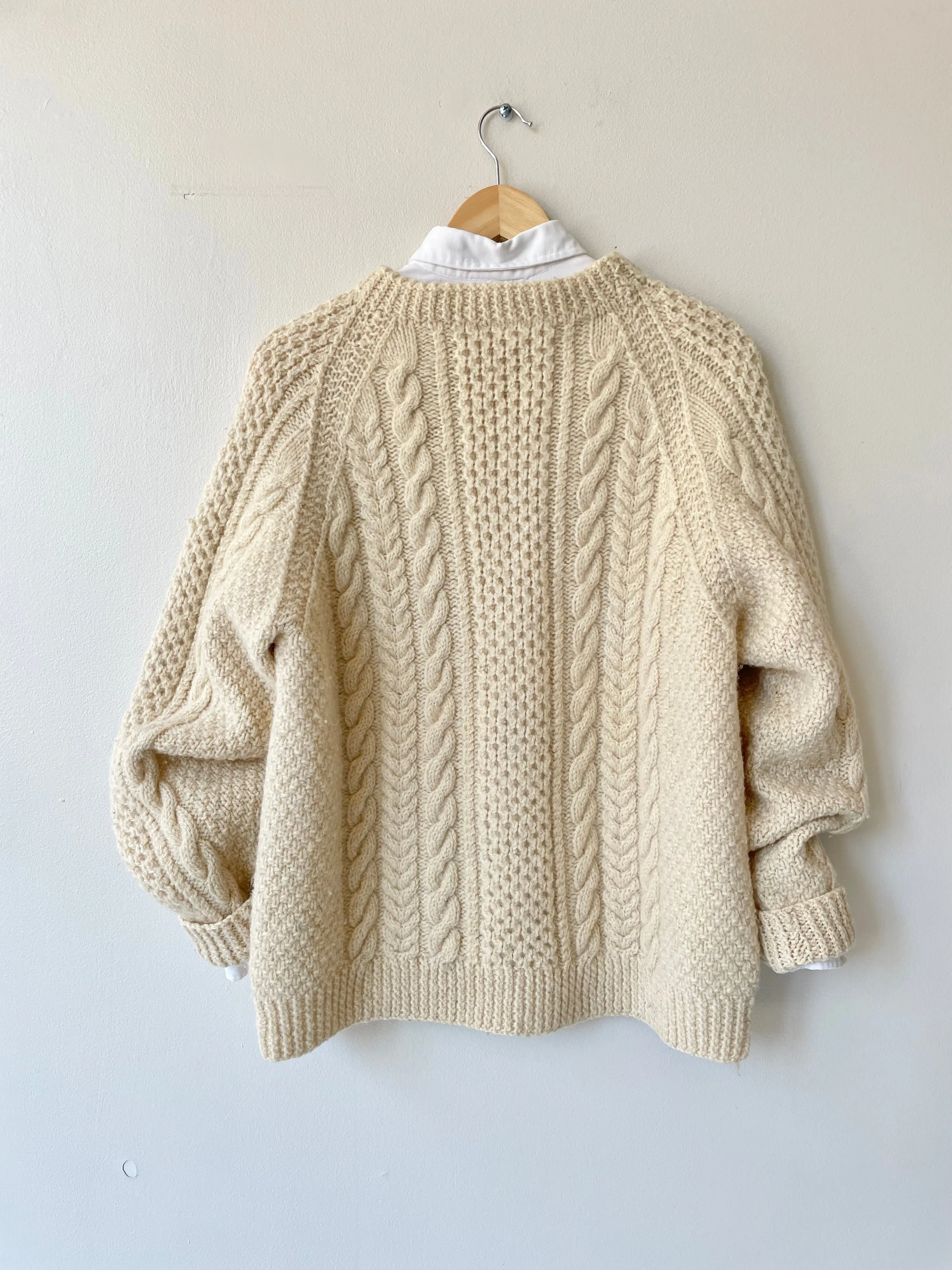 Handknit Wool Fisherman Sweater