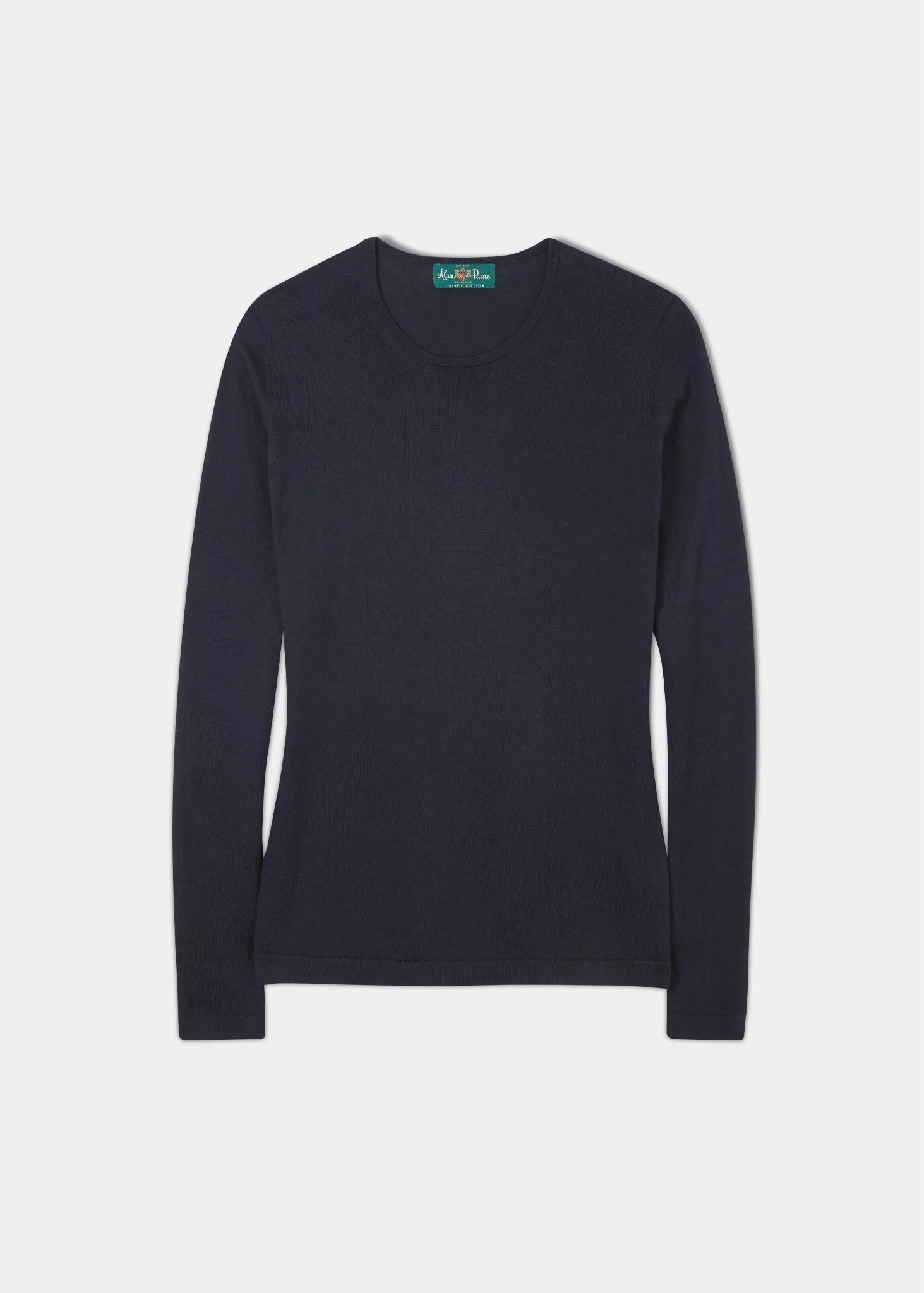 Hannah Ladies Cotton Cashmere Crew Neck Jumper In Dark Navy