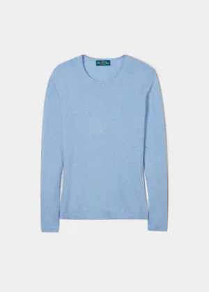 Hannah Ladies Cotton Cashmere Crew Neck Jumper In Steel Blue