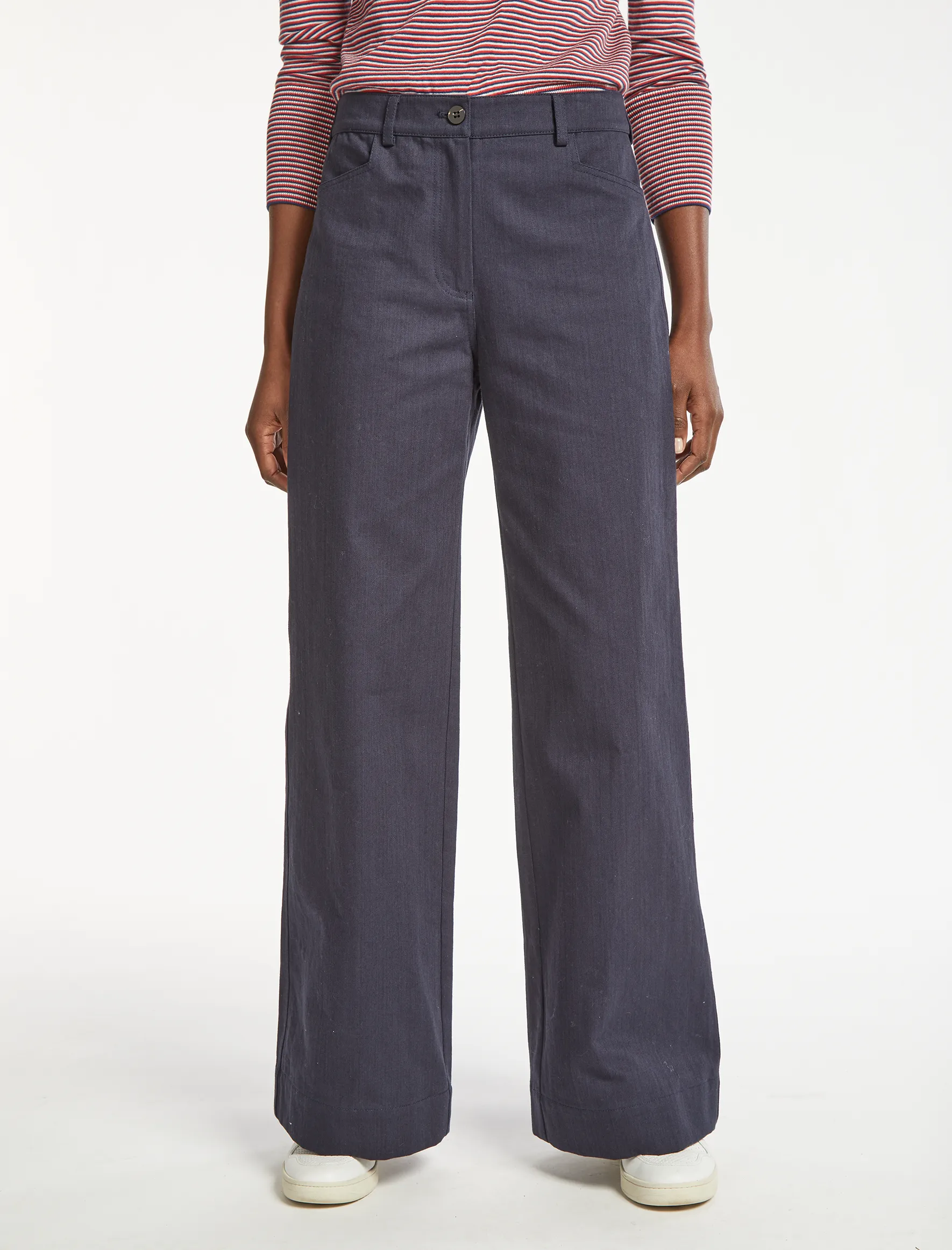 Hayden Cotton Wide Leg Trouser - Navy