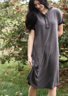 Henley Button Up T-Shirt Midi Dress - FINAL SALE