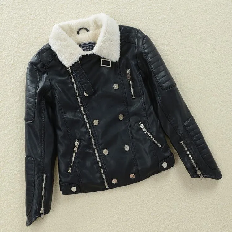 High Quality Girls Leather Autumn Winter Jackets - Free Shipping to N.A.