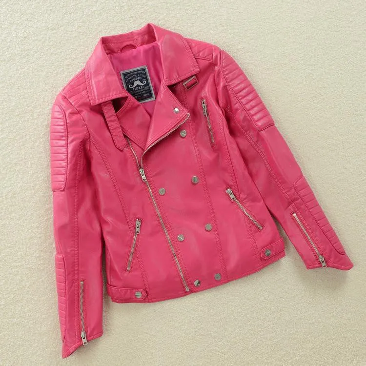 High Quality Girls Leather Autumn Winter Jackets - Free Shipping to N.A.