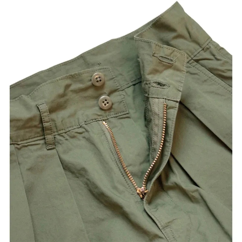 Hirata Hiroshi Lamb Cashmere Stitching Casual Splicing Pants - Military Green