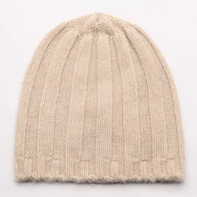 HUDSON 100% Pure Cashmere Jumbo Rib Beanie, Biscuit