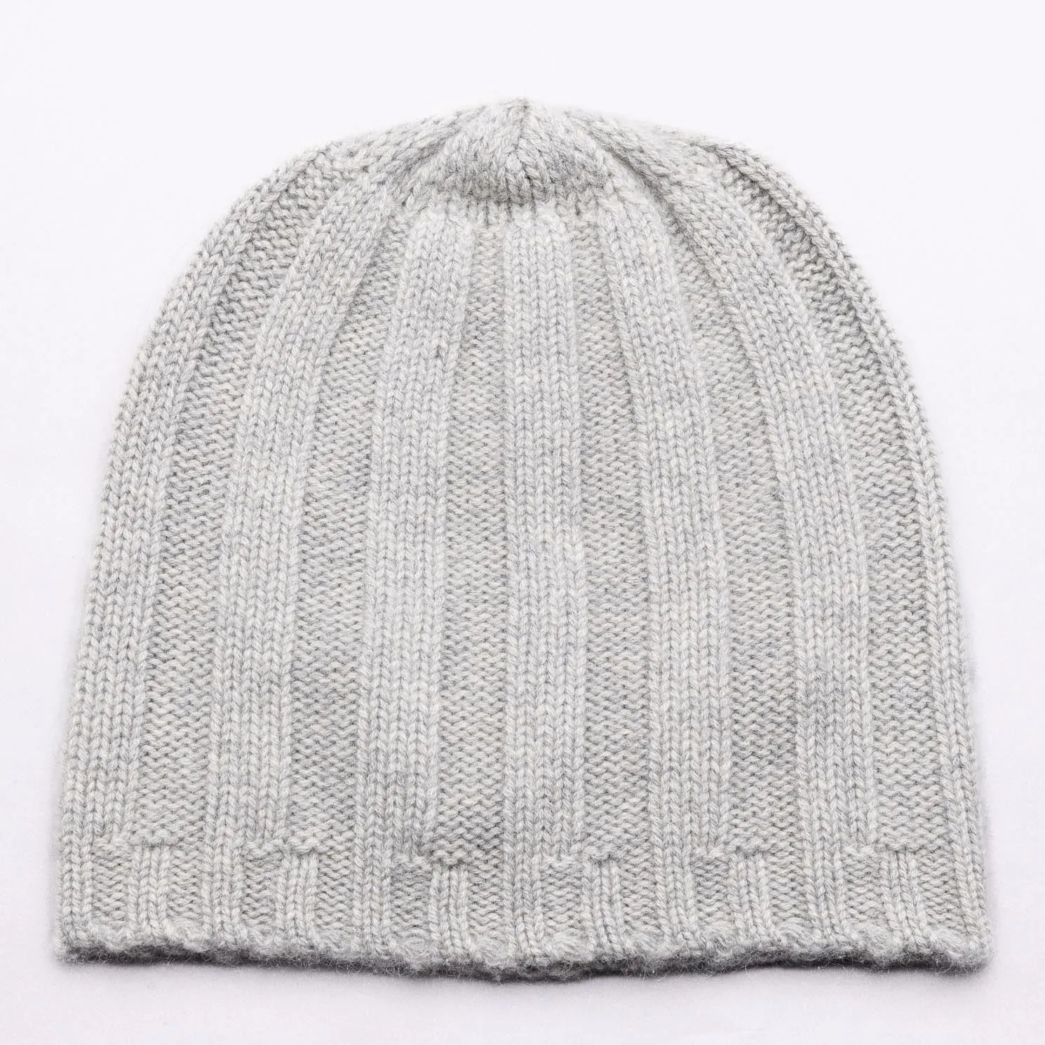 HUDSON 100% Pure Cashmere Jumbo Rib Beanie, Marle Grey