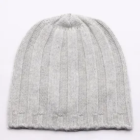 HUDSON 100% Pure Cashmere Jumbo Rib Beanie, Marle Grey