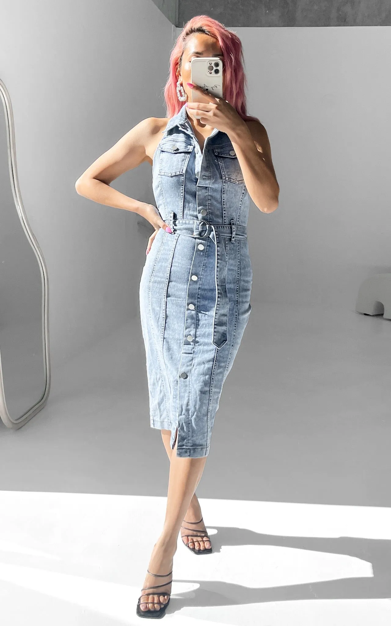 Hudson Denim Midi Dress - Blue