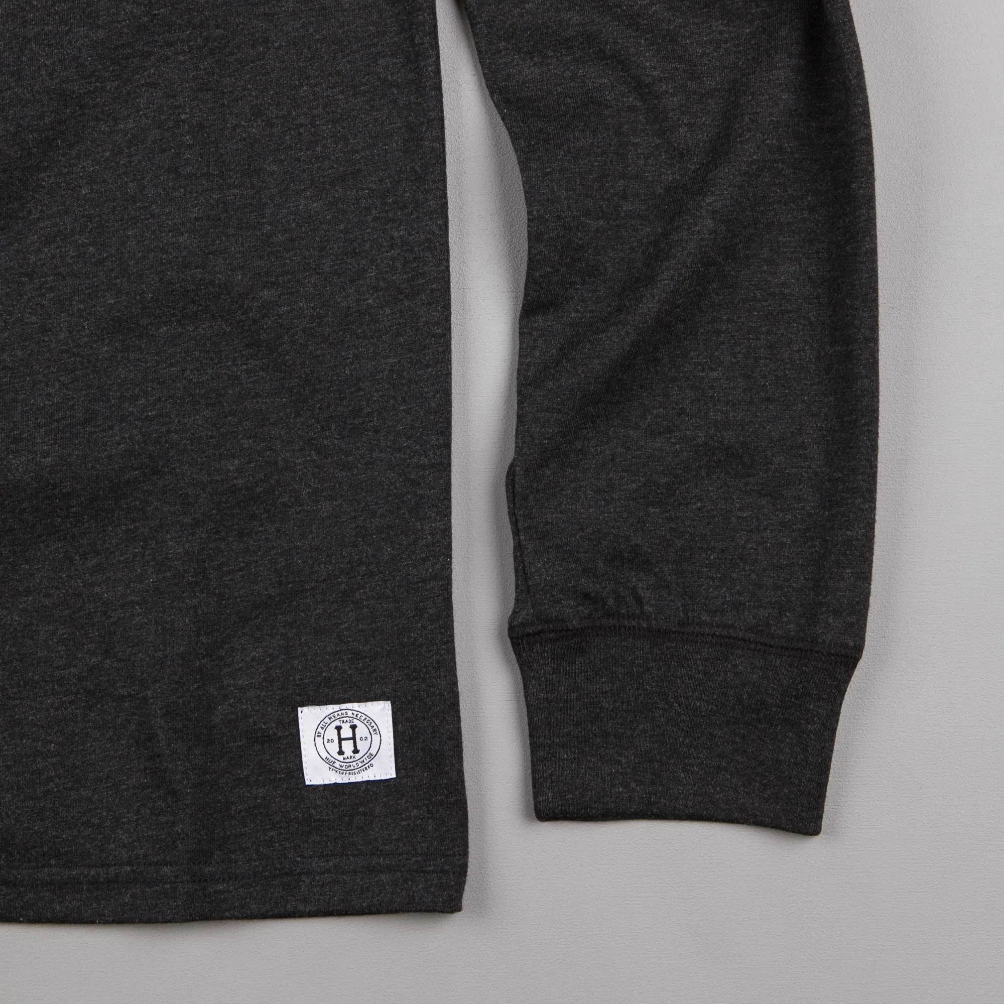 HUF Thompson Long Sleeve Henley Shirt - Black Heather