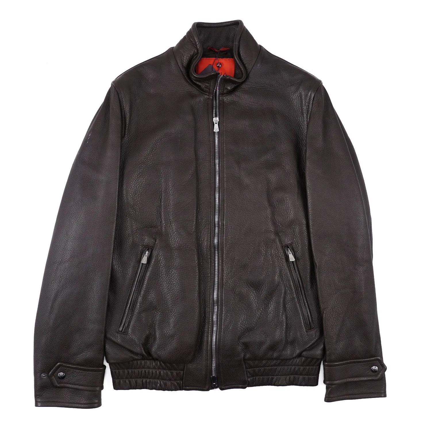 Isaia Deerskin Leather Bomber Jacket