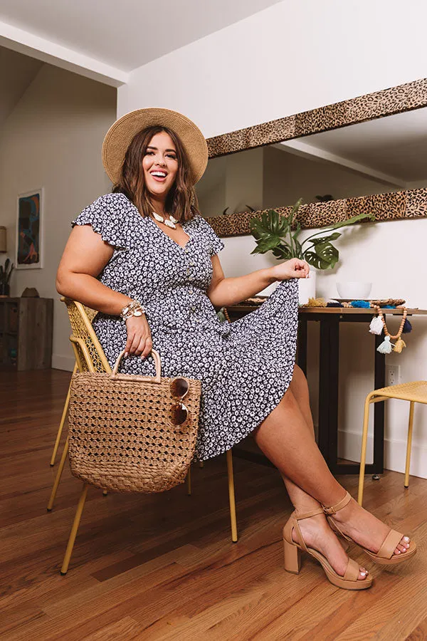 Joy For Days Floral Babydoll Dress in Navy Curves