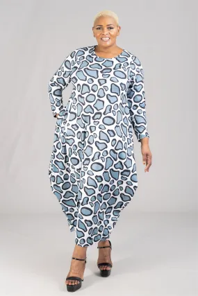 KaraChic CHH21083 Snow Leopard Print Knit Maxi Dress