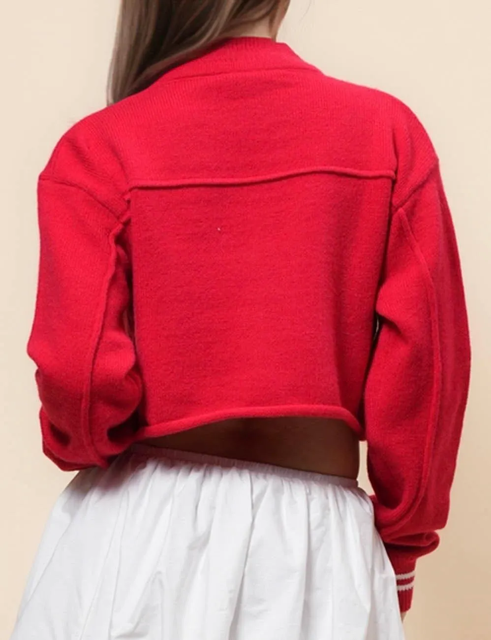 Ladies "06" Mock Neck Pullover Crop Sweater SKT4985