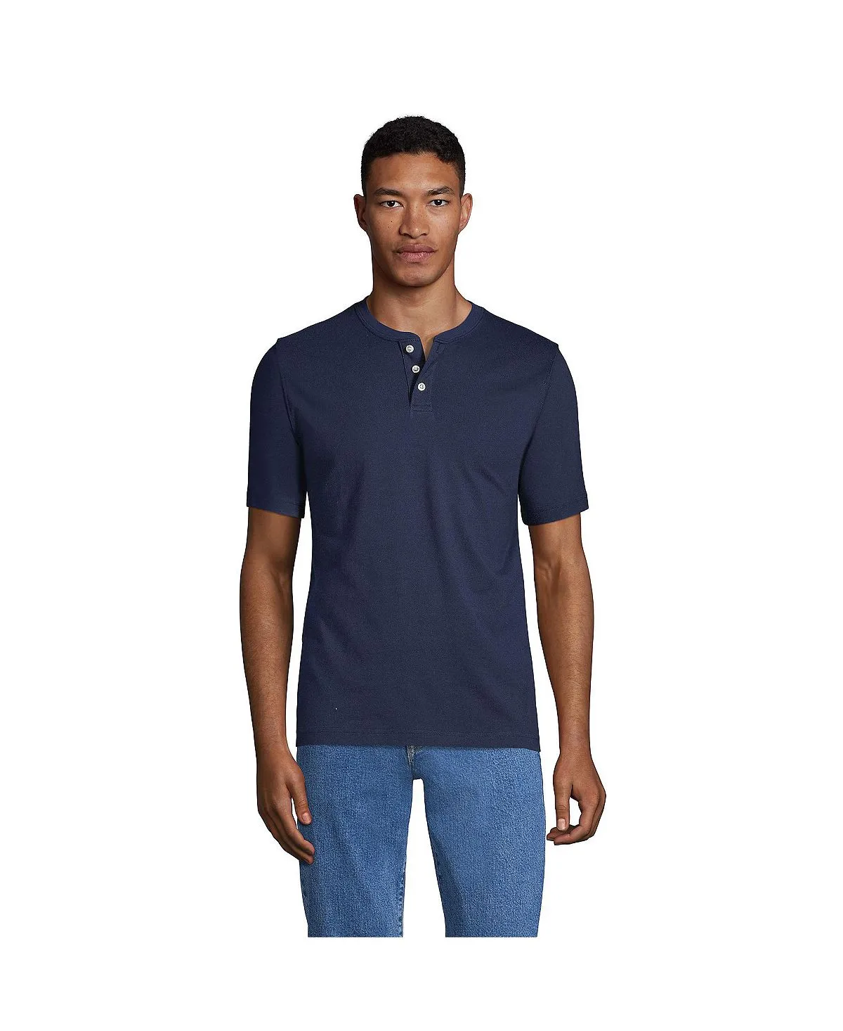 Lands' End Men's Henley Super-T Short Sleeve T-Shirt