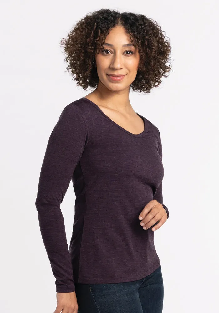 Layla V Neck Top - Deep Plum