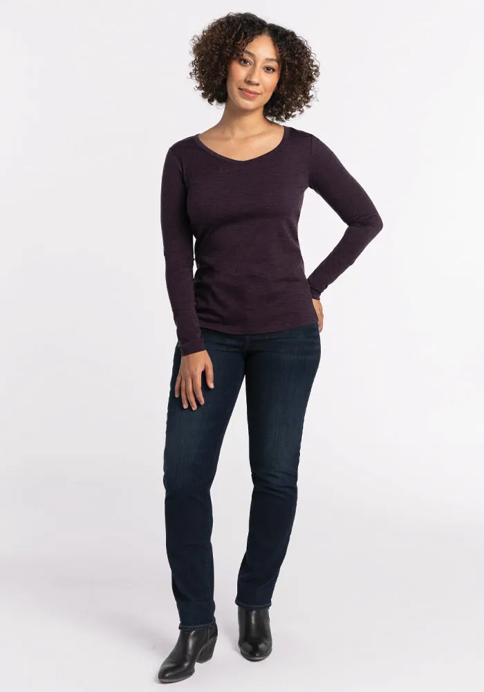 Layla V Neck Top - Deep Plum