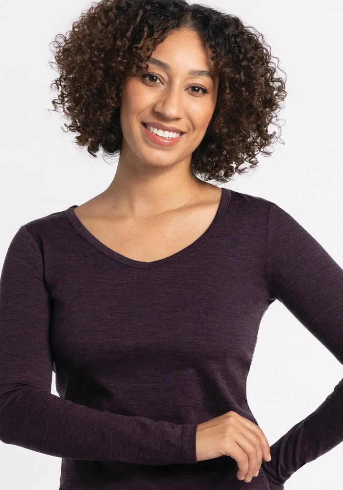 Layla V Neck Top - Deep Plum