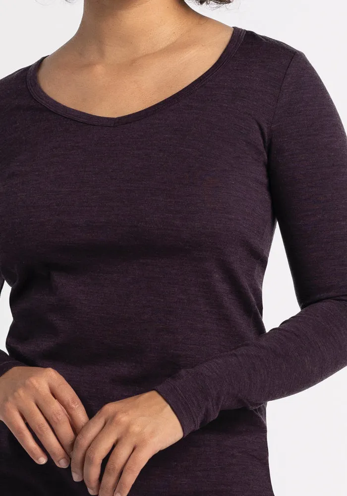 Layla V Neck Top - Deep Plum