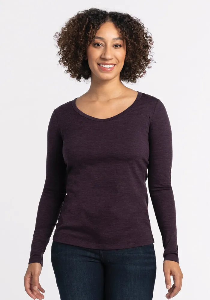 Layla V Neck Top - Deep Plum