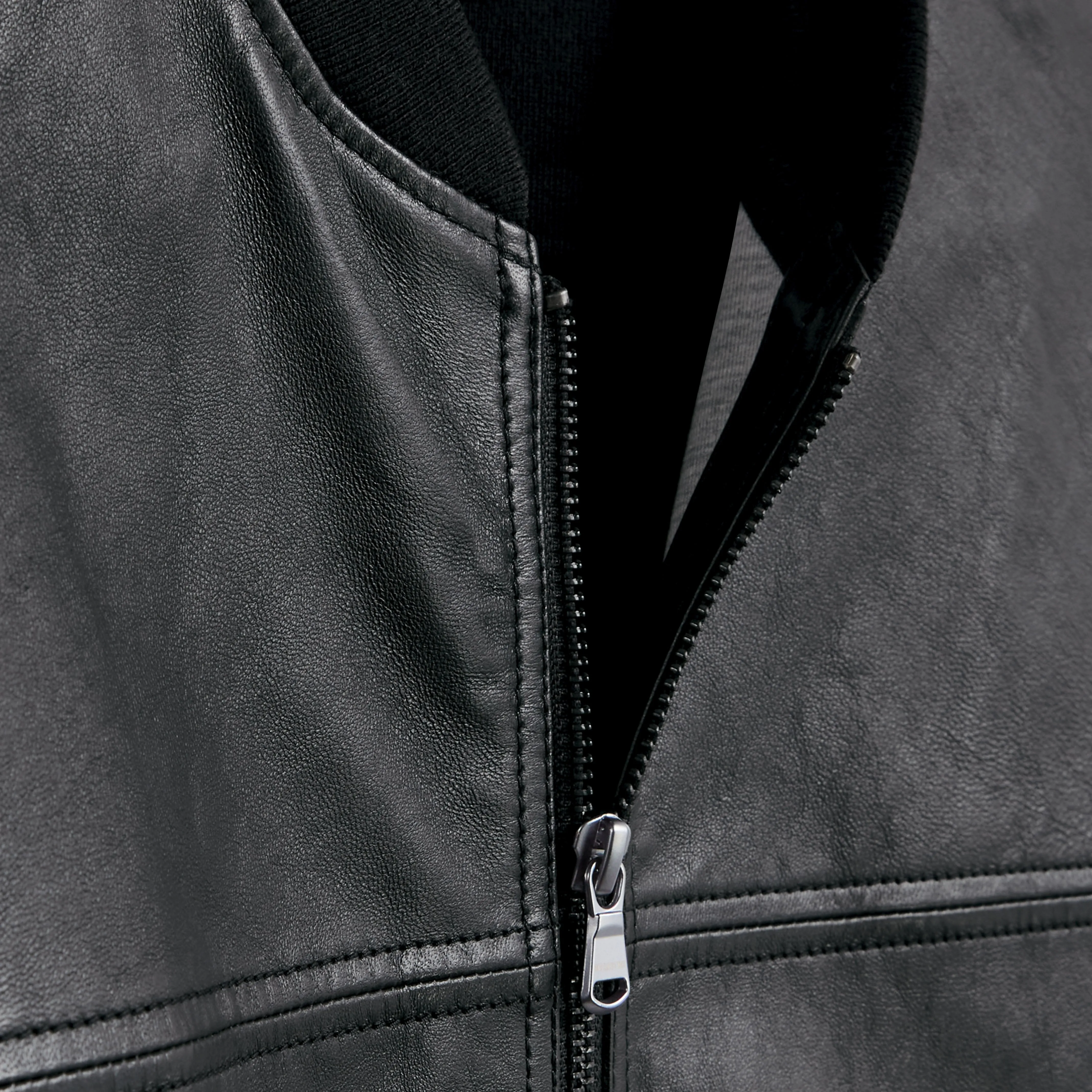 Leather Front Zip Cardigan