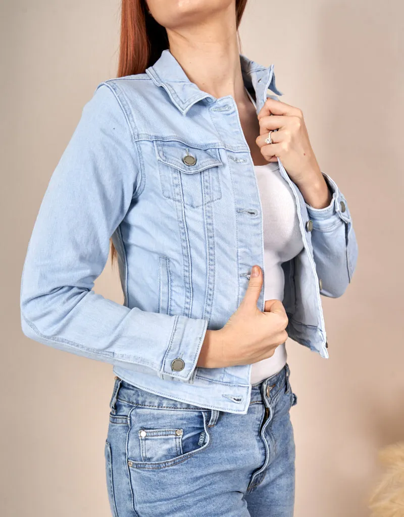 Light Blue Cropped Jacket