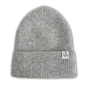 Light Grey Flat Knit Beanie