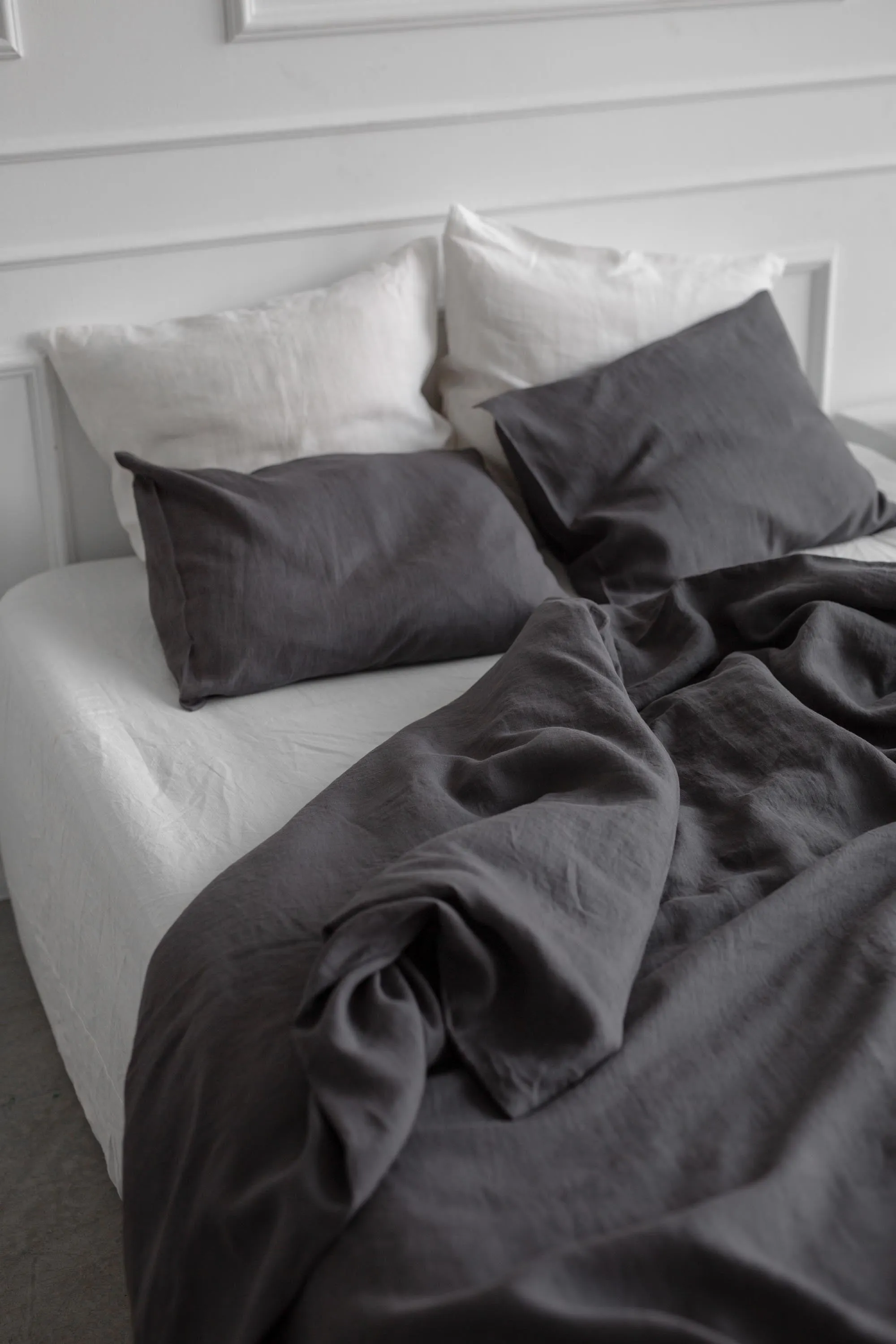 Linen pillowcase in Charcoal by AmourLinen