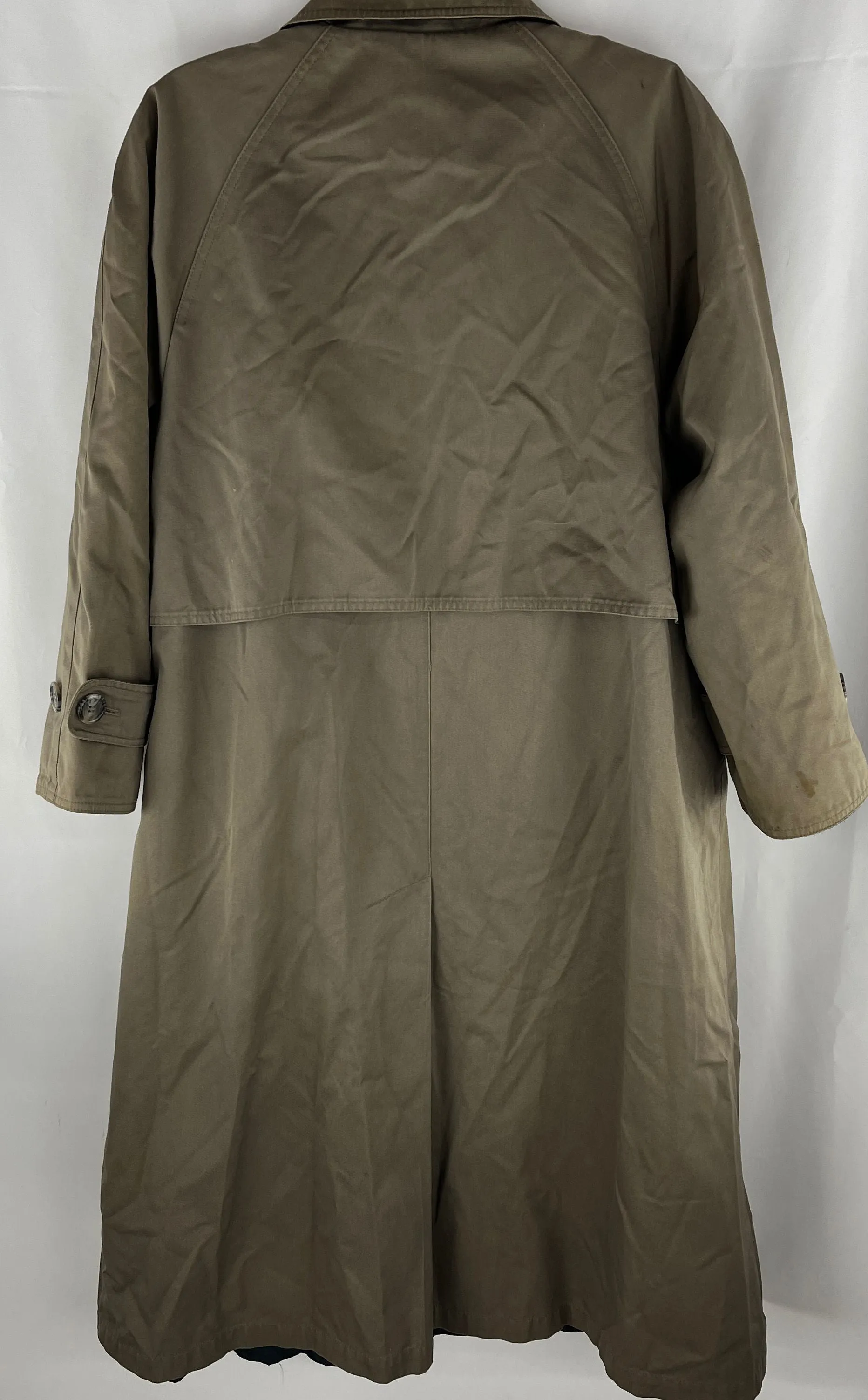 London Fog Women's Tan Trench Rain Coat Collared Buttons Zip Out Liner Size 12P