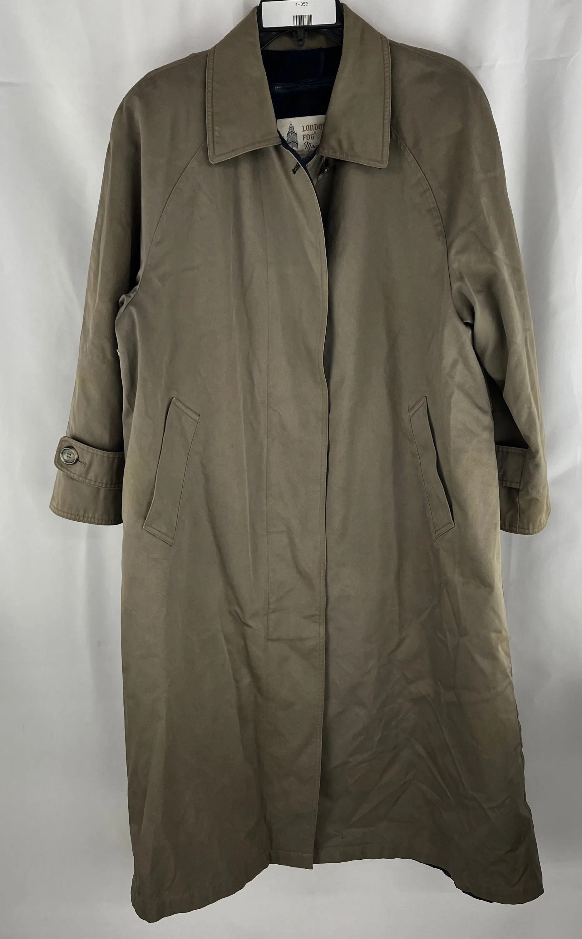 London Fog Women's Tan Trench Rain Coat Collared Buttons Zip Out Liner Size 12P