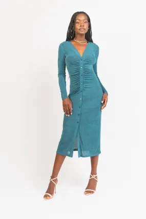 Long Knit Bd Dress in Teal